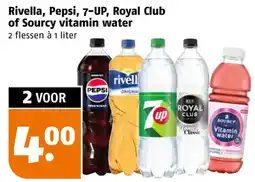 Poiesz Rivella, Pepsi, 7-UP, Royal Club of Sourcy vitamin water aanbieding