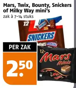 Poiesz Mars, Twix, Bounty, Snickers of Milky Way mini's aanbieding