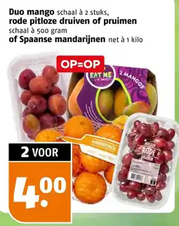 Poiesz Duo mango, rode pitloze druiven of pruimen of Spaanse mandarijnen aanbieding