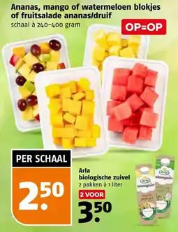 Poiesz Ananas, mango of watermeloen blokjes of fruitsalade ananas/druif aanbieding
