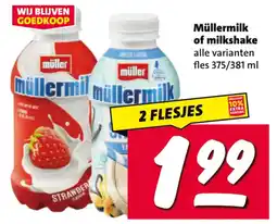 Nettorama Müller milk or milkshake aanbieding