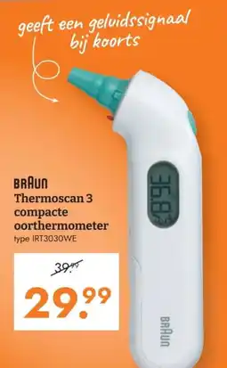 Blokker Braun Thermoscan 3 compacte oorthermometer aanbieding