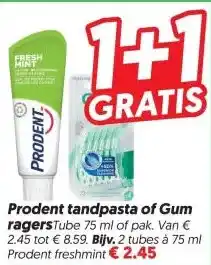 Dekamarkt Prodent tandpasta of Gum ragers aanbieding