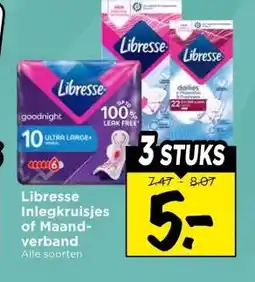 Vomar Voordeelmarkt Libresse Inlegkruisjes of Maand- verband aanbieding