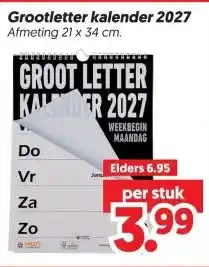 Dekamarkt Grootletter kalender 2027 aanbieding