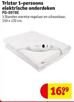 Kruidvat Tristar 1-persoons elektrische onderdeken aanbieding