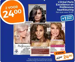 Trekpleister L'Oréal Paris Excellence en Préférence Haarkleuring aanbieding