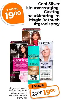 Trekpleister Cool Silver Kleurverzorging, Casting Haarkleuring en Magic Retouch Uitgroeispray aanbieding