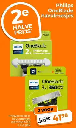 Trekpleister Philips OneBlade Navulmesjes aanbieding