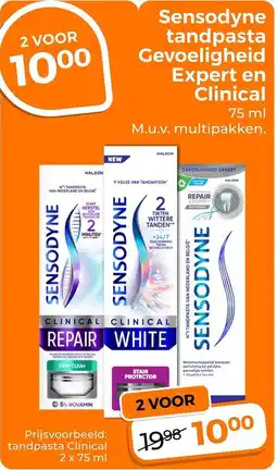 Trekpleister Sensodyne Tandpasta Gevoeligheid Expert en Clinical aanbieding