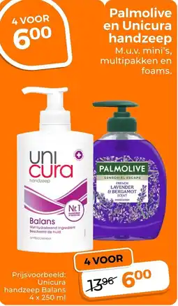 Trekpleister Palmolive en Unicura Handzeep aanbieding