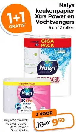 Trekpleister Nalys Keukenpapier Xtra Power en Vochtvangers aanbieding
