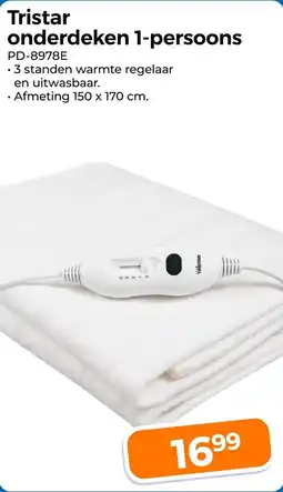 Trekpleister Tristar onderdeken 1-persoons PD-8978E aanbieding