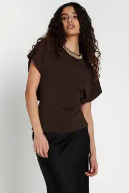 Wehkamp Bruuns Bazaar blouse met parels - donkerbruin aanbieding
