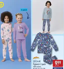 ALDI Disney Stitch Pyjama's 2-pack aanbieding