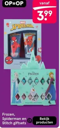 Etos Frozen spiderman en stitch giftsets aanbieding