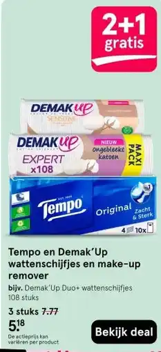 Etos Tempo en Demak'Up wattenschijfjes en make-up remover aanbieding