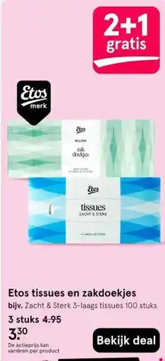 Etos Etos tissues en zakdoekjes aanbieding