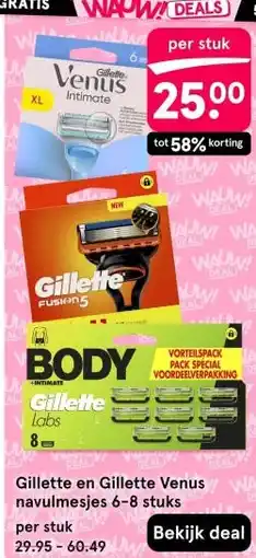 Etos Gillette en Gillette Venus WA navulmesjes 6-8 stuks aanbieding