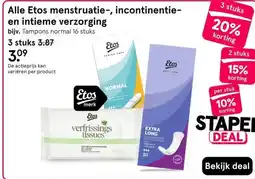 Etos Alle etos menstruatie incontinentie en intieme verzorging aanbieding