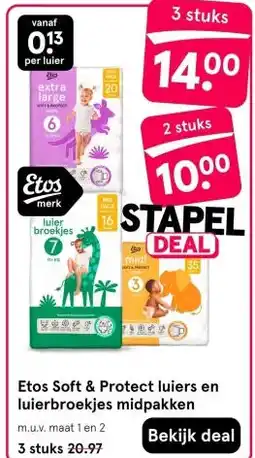 Etos Etos soft & protect luiers en luierbroekjes midpakken aanbieding