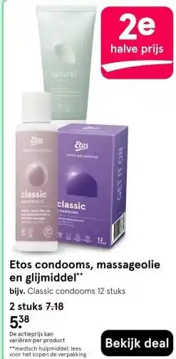 Etos Etos condooms massageolie en glijmiddel aanbieding