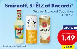Die Grenze Smirnoff, STELZ of Bacardi Original, Mango of Cuba Libre aanbieding