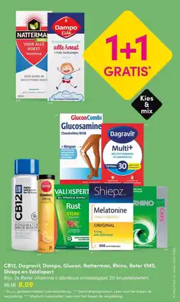 DA CB12, Dagravit, Dampo, Glucon, Natterman, Rhino, Roter VMS, Shiepz en Valdispert aanbieding