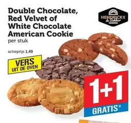 Coop Double Chocolate, Red Velvet of White Chocolate American Cookie aanbieding