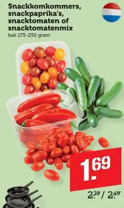 Coop Snackkomkommers, snackpaprika's, snacktomaten of snacktomatenmix aanbieding