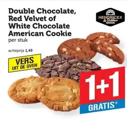 Coop Double Chocolate, Red Velvet of White Chocolate American Cookie aanbieding