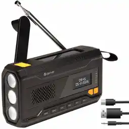 ANWB Denver DAB+ Noodradio Zaklamp Solar Powerbank Zwart aanbieding