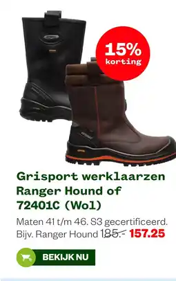 Welkoop Grisport werklaarzen Ranger Hound of 72401C (Wol) aanbieding