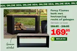 Welkoop Fancy Flames bank met houtopslag recht of gebogen aanbieding