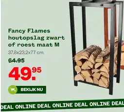 Welkoop Fancy Flames houtopslag zwart of roest maat M aanbieding
