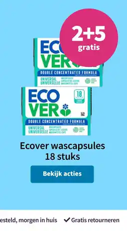 Plein.nl Ecover wascapsules 18 stuks 2+5 gratis aanbieding