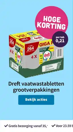 Plein.nl Dreft vaatwastabletten grootverpakkingen aanbieding
