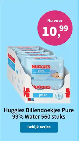 Plein.nl Huggies Billendoekjes Pure 99% Water 560 stuks aanbieding