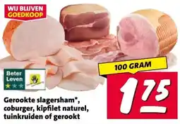 Nettorama Gerookte slagersham, coburger, kipfilet naturel, tuinkruiden of gerookt aanbieding