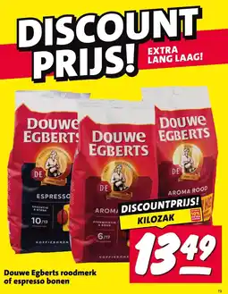 Nettorama Douwe Egberts roodmerk of espresso bonen aanbieding