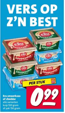 Nettorama Eru smeerkaas of cheddar aanbieding