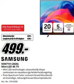 MediaMarkt SAMSUNG 55M71H (2026) Mini-LED 4K TV aanbieding