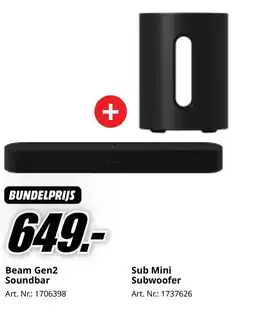 MediaMarkt SONOS Beam Gen2 Soundbar aanbieding