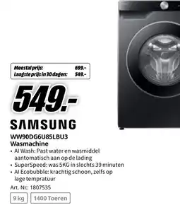 MediaMarkt Samsung WW90DG6U85LBU3 Wasmachine aanbieding