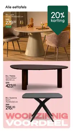 Leen Bakker Alle eettafels 20% korting aanbieding