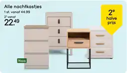 Leen Bakker Alle nachtkastjes 2e halve prijs aanbieding