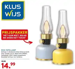 Kluswijs RIVA TAFELLAMP aanbieding
