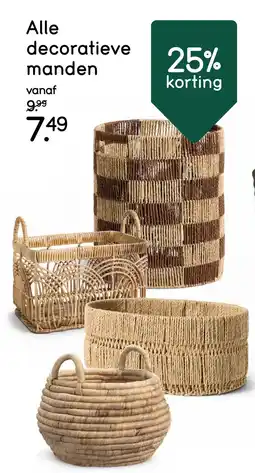 Leen Bakker Alle decoratieve manden 25% korting aanbieding