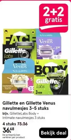 Etos Gillette en Gillette Venus navulmesjes 3-5 stuks aanbieding