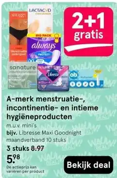 Etos A merk menstruatie incontinentie en intieme hygiëneproducten aanbieding